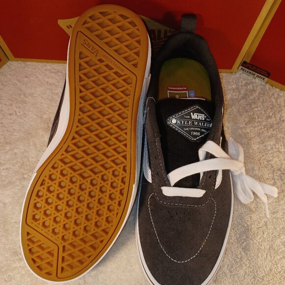 VANS Men's 7/Womens 8 Kyle Walker Twill Raven Suede Grey Black White VN0A5JIE87C - Picture 4 of 12